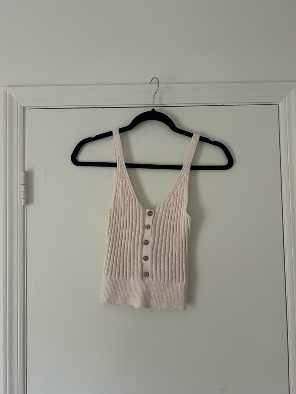Abercrombie & Fitch Cream Ribbed Button-Front Tank